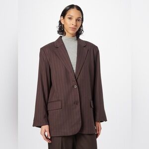 Weekday Sz 40 (10) Erin Brown Pin Stripes Relaxed Blazer